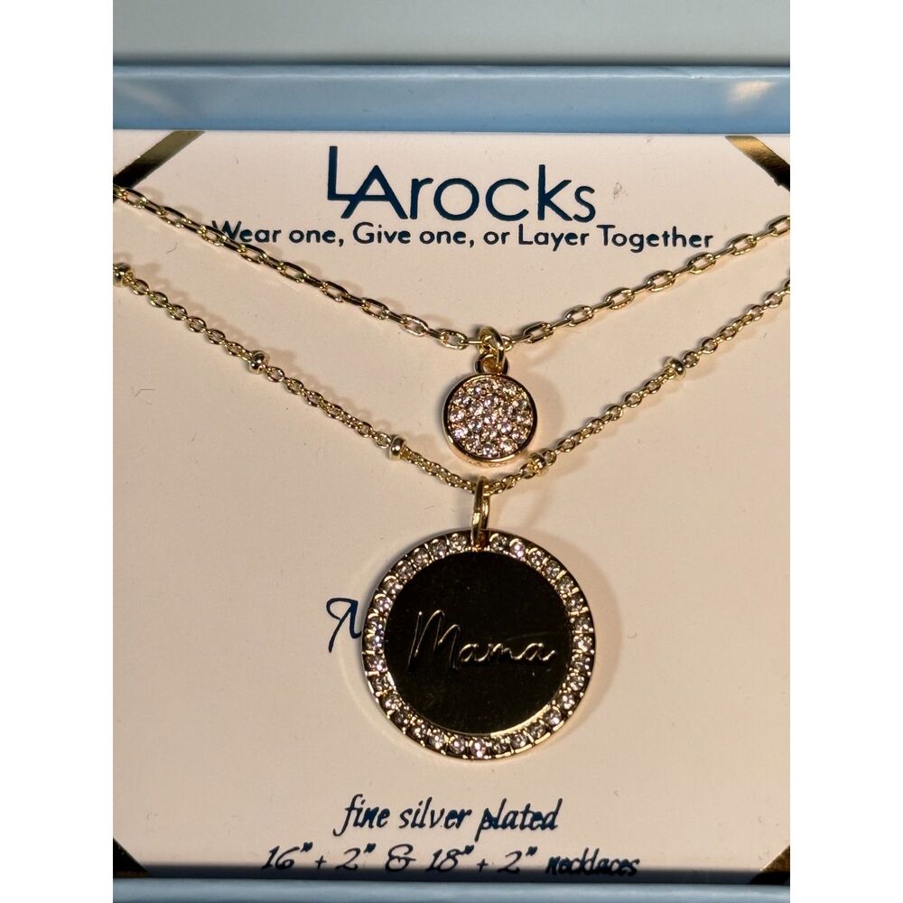 New LArocks Silver Plated CZ Mama Necklace Set - Picture 5 of 6